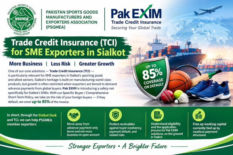 PSGMEA and Pak EXIM advisory: Trade Credit Insurance for SME Exporters in Sialkot