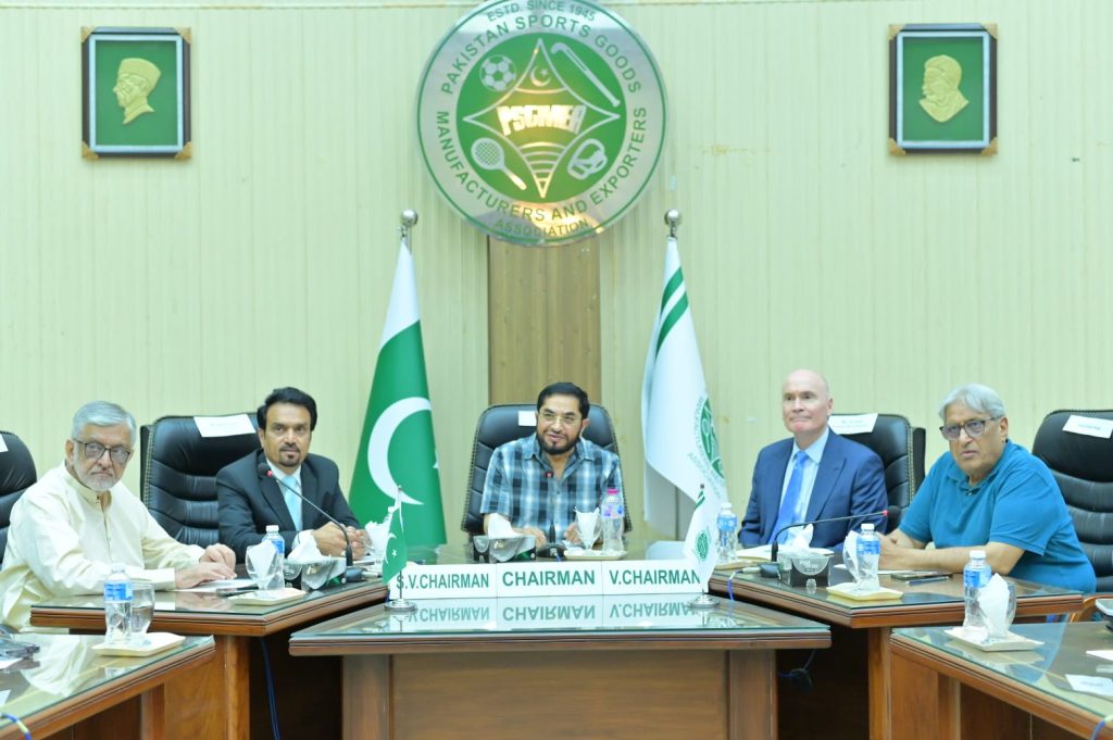 The honourable Chairman of PSGMEA Khawaja Masood Akhtar chaired a meeting on visit of His Excellency the Australian High Commissioner to the PSGMEA Office held on 3rd June 2026. — photograph 1